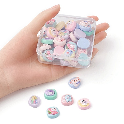 40Pcs 8 Styles Opaque Cute Cartoon Resin Cabochons CRES-YW0001-18-1