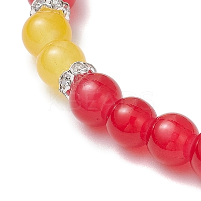 Baking Paint Imitation Jade Glass Round Beaded Charm Bracelets BJEW-JB11737-06-1