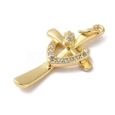Rack Plating Brass & Clear Cubic Zirconia Pendants KK-L216-055G-1