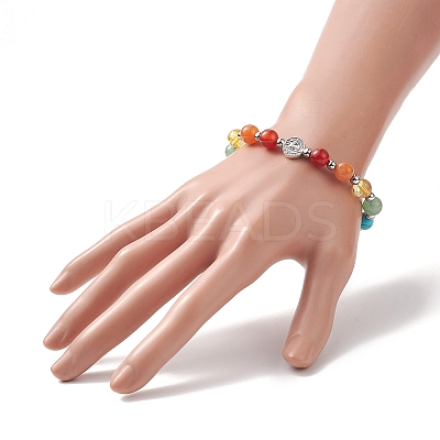 Natural & Synthetic Mixed Gemstone Beaded Stretch Bracelet BJEW-JB09257-1