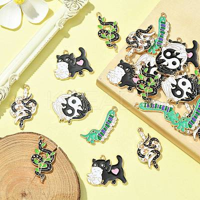 20Pcs 5 Styles Alloy Enamel Pendants ENAM-CJ0005-74-1
