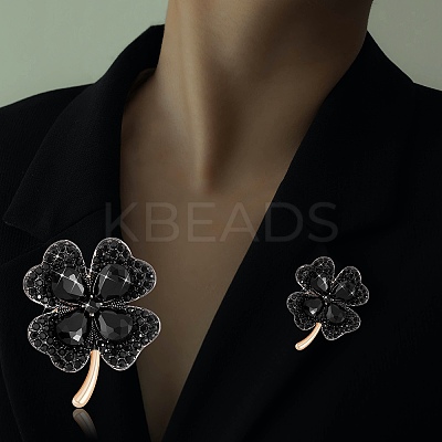 Cubic Zirconia Clover Brooch Pin JBR105F-1