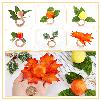 6Pcs 6 Style Wooden Napkin Rings DJEW-CA0001-25-1