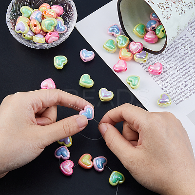 60Pcs 5 Colors Opaque Acrylic Beads OACR-FH0001-058-1