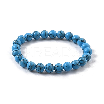 Synthetic Turquoise Jasper Bead Stretch Bracelets X-BJEW-K212-B-022-1