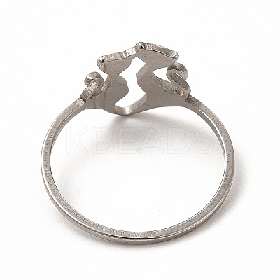 Non-Tarnish 201 Stainless Steel Double Cat Finger Ring for Women RJEW-K239-04P-1