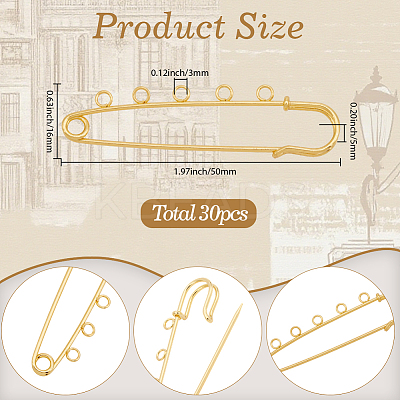 30Pcs Iron Brooch Findings  FIND-SC0020-46G-1