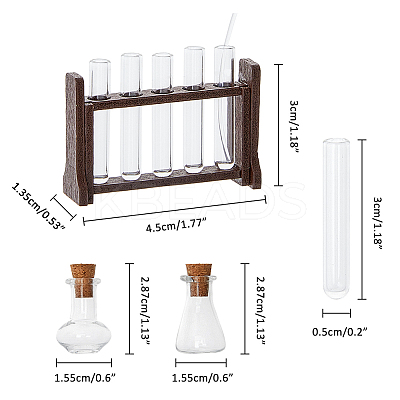 Wood & Glass Test Tube Rack & Measuring Cup DJEW-WH0039-95B-1