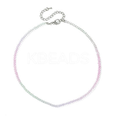 Faceted Rondelle Glass Beaded Necklace for Women NJEW-M208-01L-1