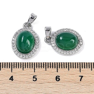 Natural Green Onyx Agate(Dyed & Heated) Oval Pendants KK-U043-34P-01-1