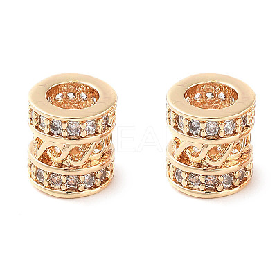 Brass Micro Pave Clear Cubic Zirconia Beads KK-U028-21G-1