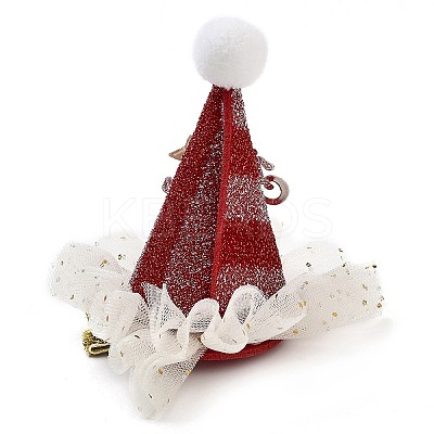 Christmas Hat Polyester Alligator Hair Clips for Women Girl AJEW-M012-02A-1