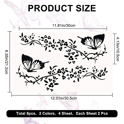 4Pcs 2 Colors PVC Cartoon Self Adhesive Car Stickers STIC-GF0001-34-1