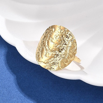 Flat Round 304 Stainless Steel Open Cuff Ring for Women LS-RJEW-M049-01G-02-1