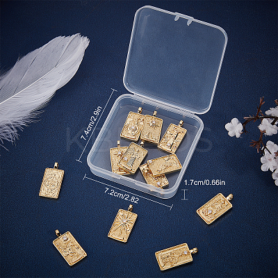 12Pcs 12 Style Brass Micro Pave Clear Cubic Zirconia Pendants KK-SC0003-01-1