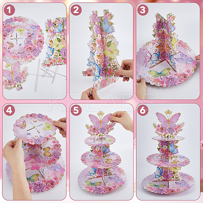 2Pcs 3 Tier Paper Cupcake Stand DIY-DC0003-92A-1