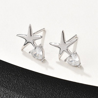 925 Sterling Silver Stud Earrings EJEW-D317-02P-1
