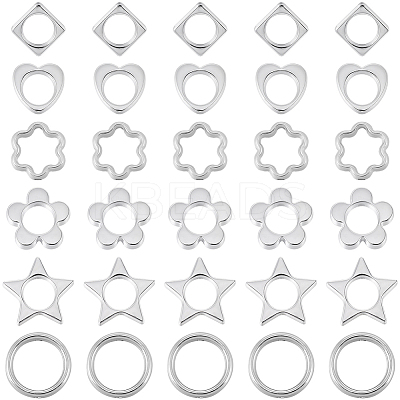 180Pcs 6 Styles 2-Hole CCB Plastic Beads Frame CCB-SP0001-10P-1