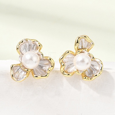 Brass Enamel Stud Earrings KK-CBAB173-02D-G-1