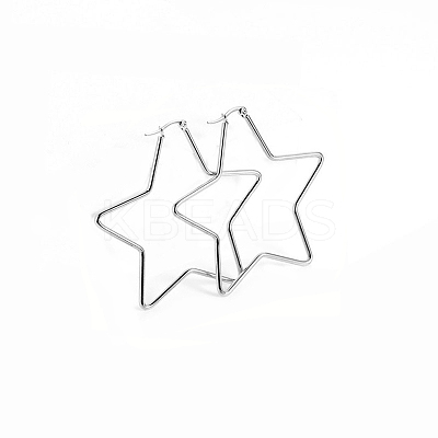 Tarnish Resistant 201 Stainless Steel Hoop Earrings EJEW-A052-17B-P-1