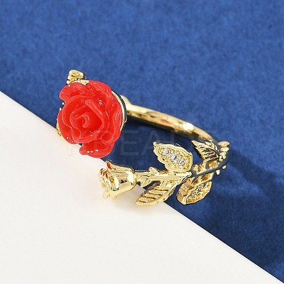 Flower Resin Cuff Rings RJEW-P155-01B-G-1