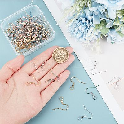 80Pcs 4 Colors 304 Stainless Steel Earring Hooks STAS-UN0054-22-1