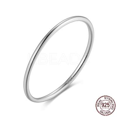 Rhodium Plated 925 Sterling Silver 1mm Thin Finger Rings RJEW-C064-03C-P-1