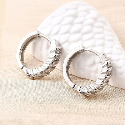 Brass Micro Pave Clear Cubic Zirconia Hoop Earrings EJEW-Z121-13P-1