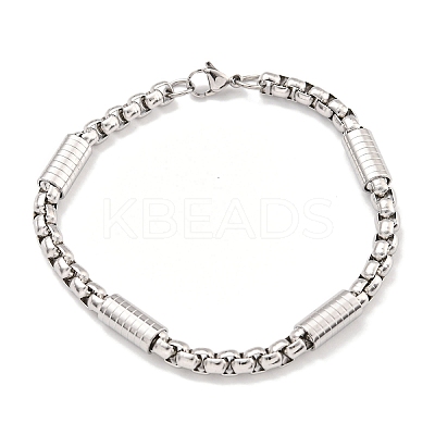 Tarnish Resistant 201 Stainless Steel Box Chain Bracelets for Women BJEW-R318-03C-P-1