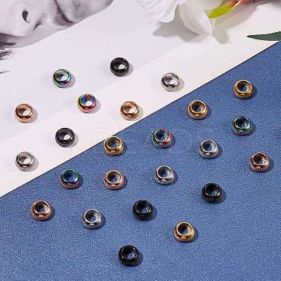 25Pcs 5 Colors Ion Plating(IP) Frosted 201 Stainless Steel European Beads STAS-SZ0001-93-1