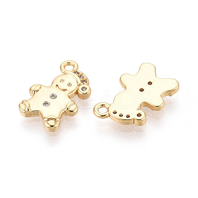 Brass Pave Clear Cubic Zirconia Pendants KK-T077-57G-1