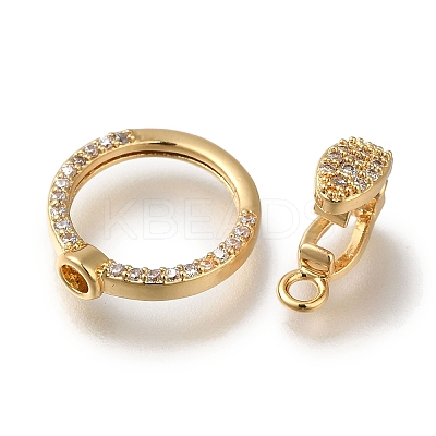 Brass Micro Pave Clear Cubic Zirconia Fold Over Clasps KK-H480-28G-1