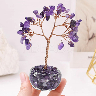 1Pc Natural Amethyst Chips Tree of Life Decorations DJEW-DJ0001-08B-1
