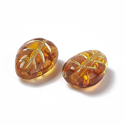 Golden Metal Enlaced Acrylic Beads OACR-H019-09-1