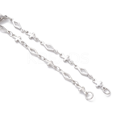 304 Stainless Steel Rhombus Link Chain Bracelet Making AJEW-JB01445-1