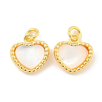 Natural Shell & Brass Heart Charms with Jump Rings KK-P275-08G-1