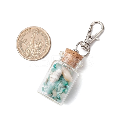 Natural Lapis Lazuli/Amethyst/Carnelian/Citrine/Rose Quartz/Amazonite Chip & Shell Beads inside Glass Wishing Bottle Pendant Decorations HJEW-JM03220-1