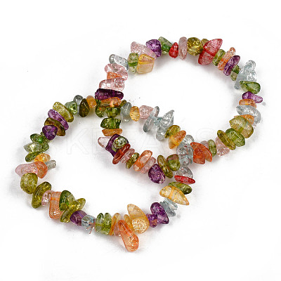 Unisex Synthetic Crackle Quartz Chips Beads Stretch Bracelets BJEW-S143-18-1-1