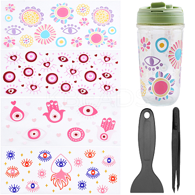 4Pcs 4 Styles UV Transfer Sticker for Glass Cup DIY-CN0003-02A-1