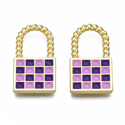 Rack Plating Alloy Checkerboard Pendants PALLOY-S132-255C-RS-1