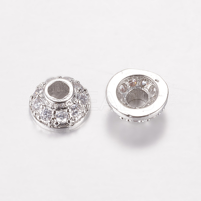 Brass Micro Pave Cubic Zirconia Bead Cap ZIRC-G122-51P-RS-1