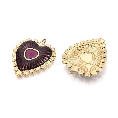 304 Stainless Steel and Enamel Pendants STAS-T068-103B-G-1