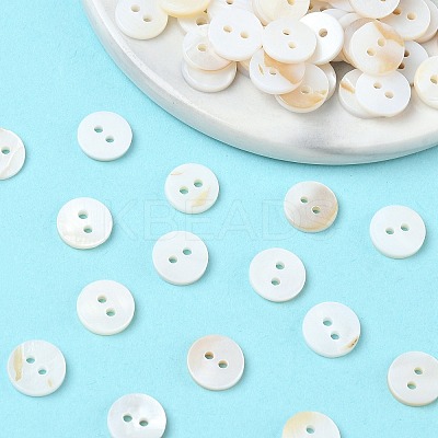 2-Hole Shell Flat Round Buttons X-BUTT-P012-11-1