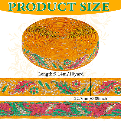 10 Yards Ethnic Style Embroidery Polyester Ribbons OCOR-FG0002-26A-1