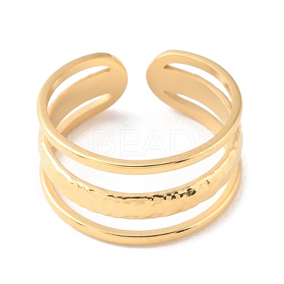 304 Stainless Steel Triple Line Open Cuff Rings RJEW-D002-35G-1