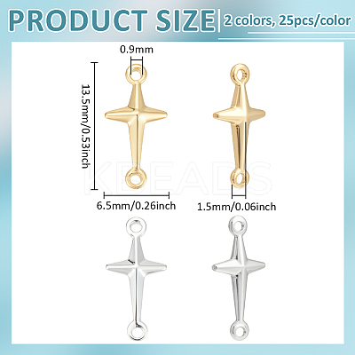 50Pcs 2 Colors Brass Connector Charms KK-PH0013-50-1