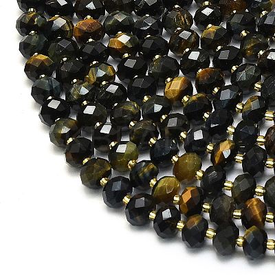 Natural Yellow and Blue Tiger Eye Beads Strands G-P573-A05-01-1