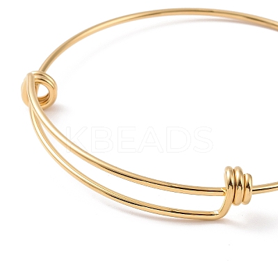 201 Stainless Steel Wire Wrap Extensible Bangle for Women BJEW-P285-04G-1