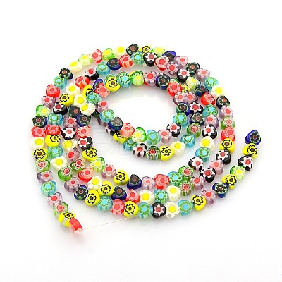 Handmade Millefiori Glass Bead Strands LAMP-J036-6x6mm-M-1