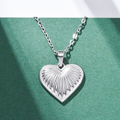 Heart 304 Stainless Steel Pendant Necklaces NJEW-H059-18P-1
